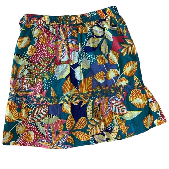Cynthia Rowley Colorful Leaf Print Cotton Wrap Skirt Size M - Picture 5 of 10